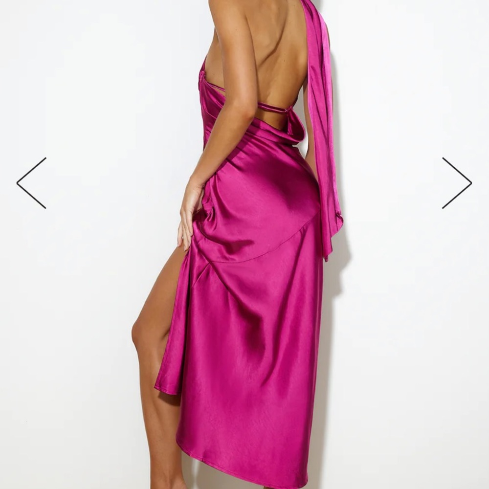 Hello molly dress ATHENIAN SATIN MAXI DRESS FUCHSIA